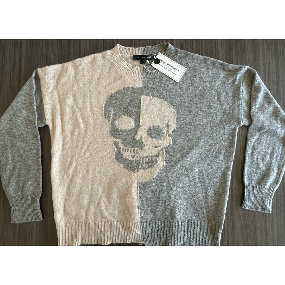 NWT $449 SKULL CASHMERE 🔥 100% cashmere Sweater Grey, Size Medium - Picture 7 of 10